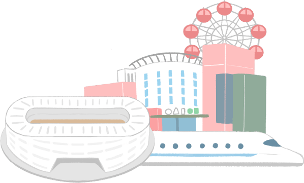 日産スタジアム、新横浜駅の新幹線、モザイクモール港北