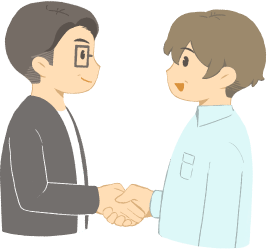 握手する経営者と中嶋税理士のイラスト