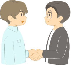 握手する経営者と中嶋税理士のイラスト