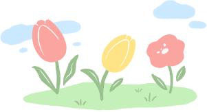 野原に咲く花と雲