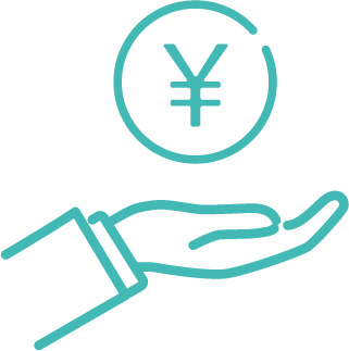 お金を手のひらで支えているイラスト