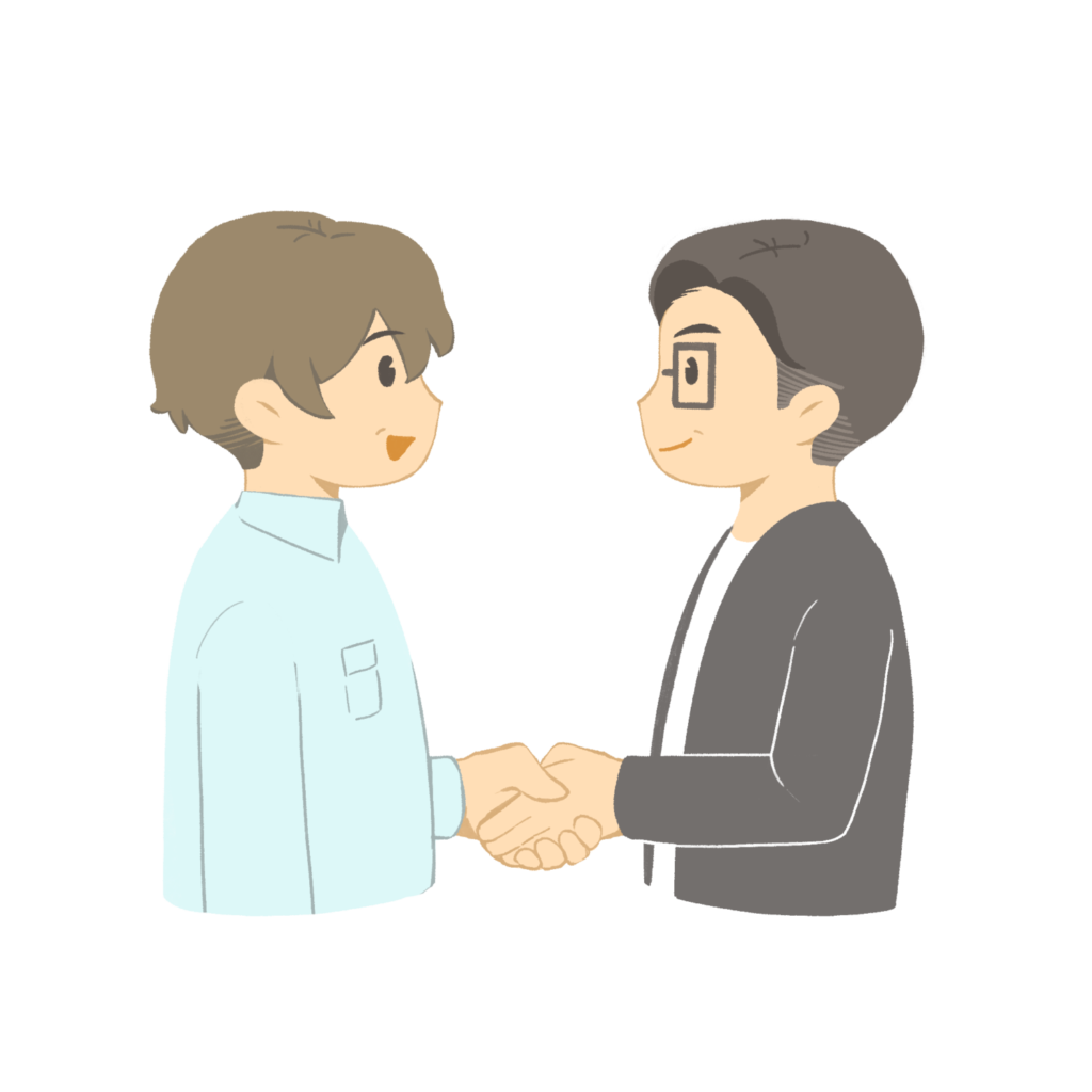 握手する経営者と中嶋税理士のイラスト